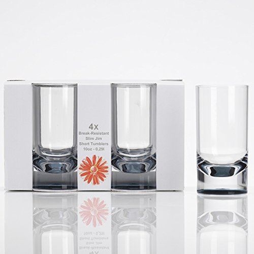 Vasos de cristal acrílico de 290 ml, 4 unidades, color gris, para camping, para beber o whisky, de plástico
