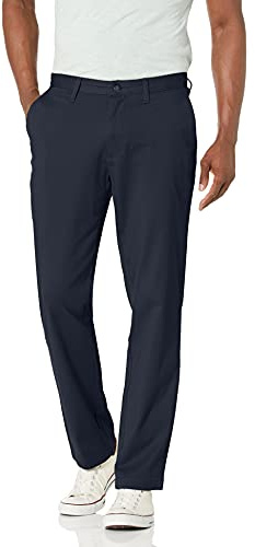 Nautica Men's Classic Fit Flat Front Stretch Solid Chino Deck Pant Pants, True Navy, 36W 34L