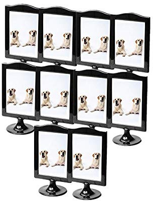 10 Pack Vertical Table Number Holders Photo Frame 4x6 Double Sided Sign Frames Display Holder Each 2 Pictures for Wedding,Menu Holders,Price Tag,Culture Card,Ornaments Exhibition (Black)