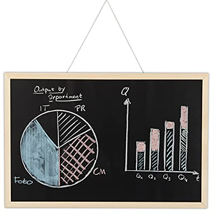 Relaxdays Kreidetafel mit Holzrahmen, abwischbare Tafel, Büro Memoboard, Wandtafel zum Aufhängen, versch. Größen, schwarz | Büro Memoboard, Wandtafel zum Aufhängen, 40 x 60 cm