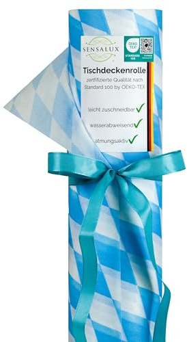 Sensalux Tischdeckenrolle Vlies 1,18 x 25 m Bayern-Raute, 80 g/m², abwaschbar, wasserabweisend, stoffähnliche Tischdecke Rolle, Oeko-TEX, Party Hochzeit Catering Event
