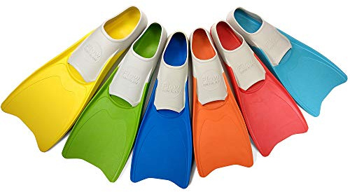 Flow Premium Rubber Long Fins for Swim and Lap Training - Youth Sizes for Kids, Young Men, and Women (S 5-7 (Green))