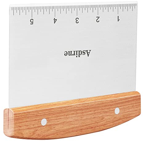 Asdirne Teigschaber, Teigschaber Edelstahl mit Holzgriff und Edelstahlklinge in Lebensmittelqualität, Gebäckschaber, 15CM
