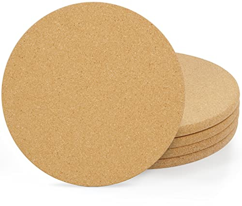 Belle Vous Runde Kork Untersetzer (4 STK) – 21,6 cm Durchmesser, 1 cm Stärke – Topfuntersetzer Hitzebeständig aus Korkplatte für Pfannen, Pflanzen, Küchenoberflächen, Wasserkocher & Platzset Kork