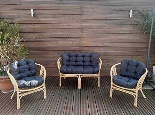 Mayaadi Deluxe Gartenbankauflagen 6 teiliges Sitzkissen-Set Sitzpolster für Gartengarnitur Set Steve JCG1 Dunkelgrau