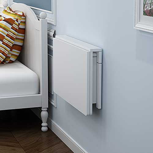 WYFZT Wandtisch Klappbar Küche Balkon Wohnzimmer Wandklapptisch Klapptisch Wand Tisch Esstisch Bartisch Küchentisch, weißes Holz | Faltende Schreibtisch für kleine Räume, 60 70 75 80 90 100 120cm