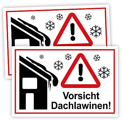 STROBO - 2 cartelli per valanghe da tetto, 20 x 30 cm, in robusto PVC espanso rigido da 3 mm, con protezione UV