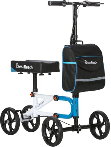 Knee Scooter，Knee Scooter for Adults for Foot Surgery，Knee Walker for Foot Injuries Compact Crutch Alternative with Dual Braking System (Blue)