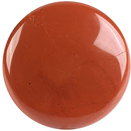 KYEYGWO Polierter Runde Kristall Massagesteine für Handschmeichler, Heilung Worry Stein Gua Sha Edelstein Gesichtsstein Pocket Plamstein für Meditation Spa Stress Abbauen, Roter Jaspis