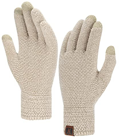 FZ FANTASTIC ZONE Womens Winter Touchscreen Gloves for Cold Weather, Chenille Warm Knit Gloves