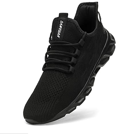 Linenghs Herren Schuhe Laufschuhe Turnschuhe Sportschuhe Sneaker Running Tennis Freizeit Straßenlaufschuhe Leichtgewichts Atmungsaktiv Walking Outdoor Fitness Jogging Schwarz 43 EU