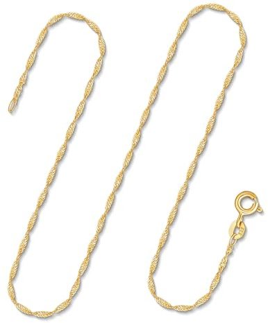 EDELIND Halskette Damen Singapurkette Gold 1,2 mm | Goldkette Damen Herren 333 375 585 750 Gelbgold Echtgold Kette Damen ohne Anhänger | Schmuck Geschenkbox