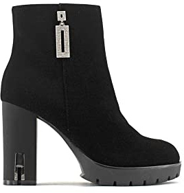 MODELISA - Botín Tacón Ancho Con Plataforma Alto Para Vestir Mujer (Negro, numeric_37)