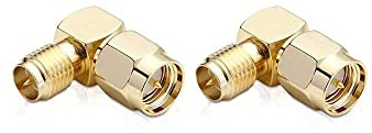 conecto SMA-Stecker mit Pin auf RP-SMA-Buchse mit Pin, 90° abgewinkelter Adapter, 2 Stück