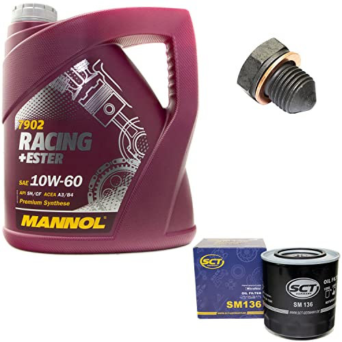 Motoröl Set Racing+Ester 10W-60 4 Liter + Ölfilter SM136 + Ölablassschraube 12281