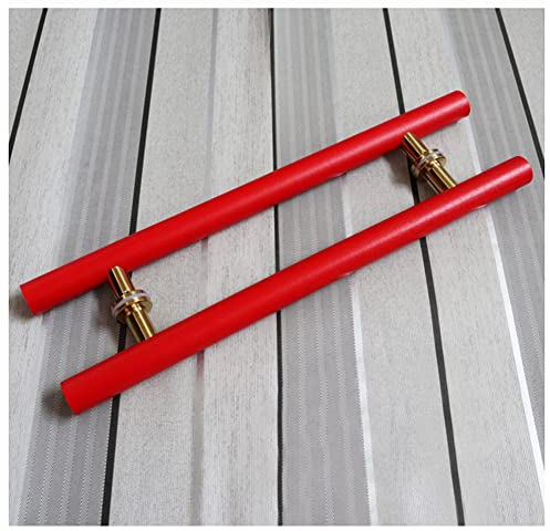 Haustürgriff - Rund Massivholzgriff Aus Buche - Zuggriff/Push-Pull Türgriff Für Eingang/Dusche/Holz/Glas/Büro/Laden, Innen/außen (Farbe : Rosso, Größe : 40cm)