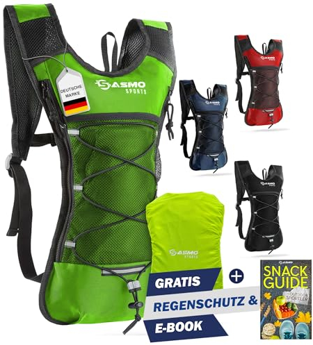 SASMO® Laufrucksack 6L (Grün) mit Thermofach | Lauf Rucksack - Ultraleicht 300g | Laufrucksack Damen & Herren | Running Backpack inklusive Regenschutz & Reflektoren