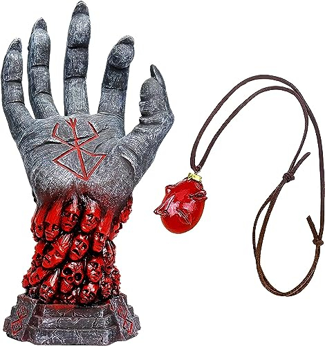 Yeooa Statue Berserk marionnette main anime squelette main diable collier décoratif accessoires main squelette Cosplay figurines anime décoration d'intérieur ornements (Noir,Une taille)