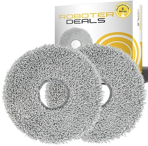 Roboter Deals - Mikrofaserpads, Ersatz-Mopp, Wisch-Tücher (2 Stück) für Roborock Q Revo, Q Revo S, Q Revo Plus. 100% geprüfte Passgenauigkeit, dichtes Mikrofaser, saubere Nähte.