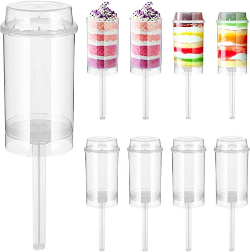 OSKOE 80 contenitori rotondi trasparenti push-up for torte in plastica con coperchi for torta gelato dessert (17 x 5 cm)