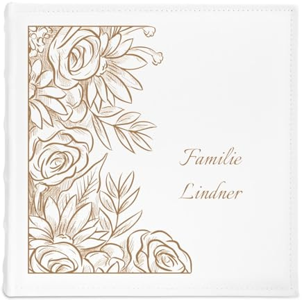 Maverton personalisiertes Einsteckalbum für 500 Fotos - Familienalbum 10x15 cm - weißes Erinnerungsalbum mit Einstecktaschen für Paar zum Hochzeitsjubiläum - 33x33cm