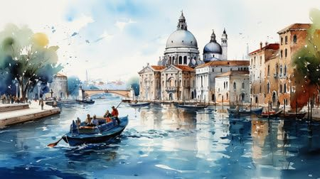 adrium Acryl-Bild 70 x 40 cm: Eine Illustration von Venedig, einer atemberaubenden Stadt. Stadt der Brücken, des Karnevals, der Gondolieri und der Liebe. (208452301)