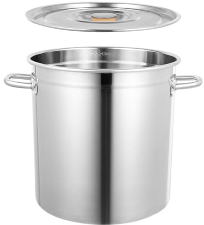 DSYOGX Edelstahl Kochtopf, 35 Liter Gastronomie Suppentopf Mit Edelstahl Deckel Und Griffe Warmhalten Jumbotopf zum Kochen, Schmoren für Familie Und Restaurant