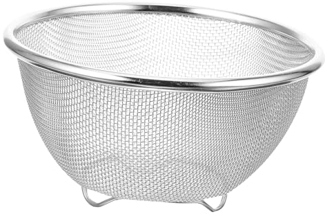 LIFKOME Stainless Steel Drain Basket Fine Mesh Vegetable Washing Basket Kitchen Colander for Fruit Rice and Veg with Smooth Polished Surface 5.6 Inch