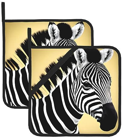 Trukd Zebra, 2 presine bianche e nere, resistenti al calore, per cucina, forno a microonde, barbecue