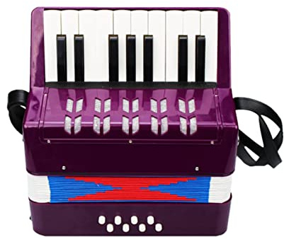 YIWENG Akkordeon 17-Tasten 8 Bass Mini Kleines Akkordeon Pädagogisches Musikinstrument für Anfänger Geburtstagsgeschenk,Akkordeon mit 17 Tasten