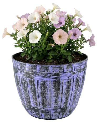 SG Large Barrel Planter, Garden Plant Pot, Heavy Duty Half Barrels for Outdoor, Flower Herb Tree, Container with Drainage Holes, Large Plant Pots Garden, Beijing Barrel Gold, D 52cm x H38cm