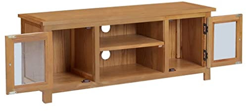 KTHLBRH TV-Schrank 110x35x44 cm Massivholz Eiche Fernsehkommode TV-Ständer Fernsehschrank für Büro, Wohnzimmer, Schlafzimmer