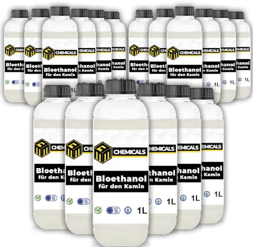 MRM Chemicals Geruchloser 18x Biokraftstoff - Umweltfreundlich - Sehr effizient - Lange Brenndauer - bis zu 9 Stunden pro 1l - Ungiftig - Rußfrei – 1L