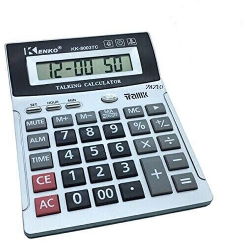 Calcolatrice parlante in italiano multifunzione digitale con display LCD, sveglia, orologio e rilevatore di banconote, per ciechi, non vedenti, ipovedenti, anziani, idea regalo per nonni