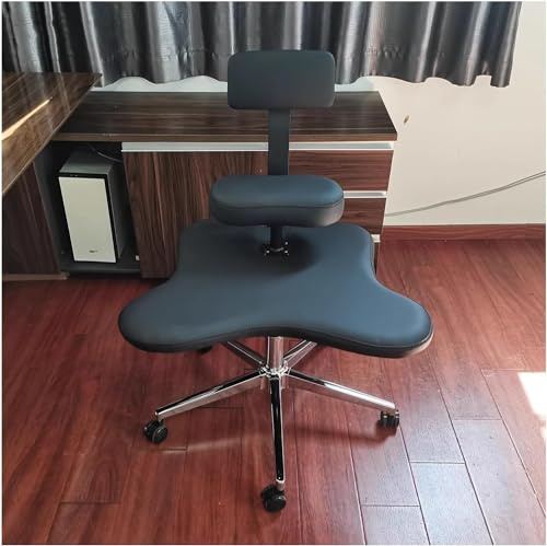 MJBDCVN Bürostuhl mit Kreuzbeinen, Meditationshocker zum Sitzen, ergonomisch, verstellbar, für Kinder und Erwachsene, Kniestuhl, Schreibtisch, ADHD-Bürostuhl mit Kreuzbeinstütze (Farbe: schwarz)