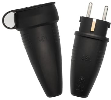ABL Gummi Schuko Stecker und Schutzkontakt Kupplung 230V Stromstecker für Verlängerungskabel