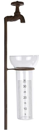 Regenmesser aus Metall in Wasserhahn-Optik Niederschlagsmesser für den Garten