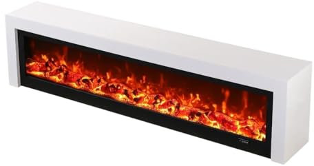 Cheminée Meuble TV Moderne et innovant, Ornements, présentoir de Rangement Blanc, Meuble TV, Support de cheminée, Produit ménager Cheminée Electrique(A150x33x60cm)