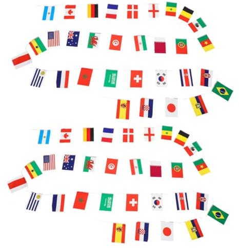 Hohopeti 2pcs Countries Bunting Flags Banner for Soccer Events International Flag Decoration Vibrant Colors for Parties for Bars and Festivals