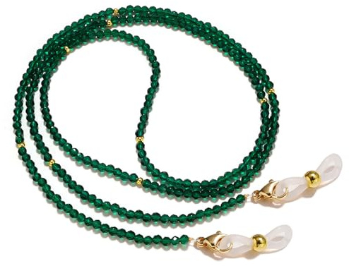 BILIONE Chaîne de lunettes en perles de cristal pour femmes et filles, supports de lunettes autour du cou, sangle de support de lunettes de soleil