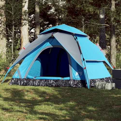 Tino Tech 250x250x155 cm Outdoor Tent Kuppel-Campingzelt 5 Personen Gruppenzelt Winddicht Campingzelt Familienzelt Große Wurfzelt Festivalzelt Wurfzelte für Familie Trekkingzelt Polyester Blau