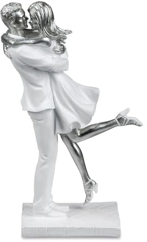 formano Dekofigur Liebespaar umarmend 25 cm Handbemalt Skulptur Paar Liebe groß Moderne Deko für Zuhause Wohnzimmer Flur Büro