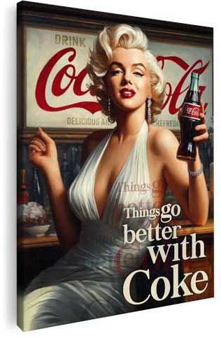 Artmazing | Marilyn Cola Bild bunt | S-Art Bilder | Marilyn Cola Bilder Modern | Coole Wandbilder Wohnzimmer | Wandbild Marilyn Cola Deko XXL | Bild Leinwand XXL | buntes Poster für Wand