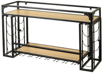 Weinschrank Wandmontage Vintage Industriestil Weinregal Lagerregal mit Glashalter für Dekoartikel Horizontal Upside-Down Weinaufbewahrung Display Regal