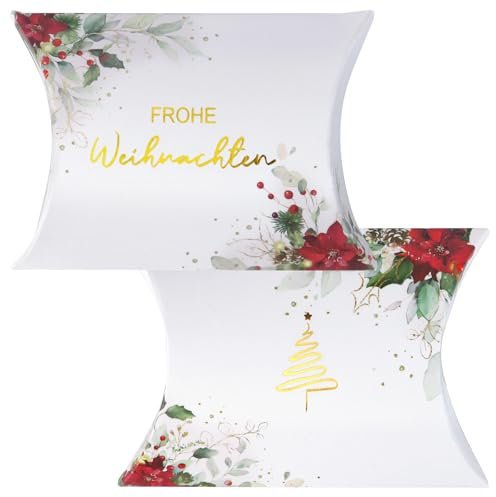 MEJOSER Geschenkbox Weihnachten (50 Stück) Weihnachtsboxen Klein Schachteln Boxen Verpackungen zum Befüllen Weihnachtsschachteln Faltschachtel für Süßigkeiten
