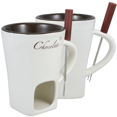 Garneck Lot de 2 casseroles multifonctions Hot Chocolat Tasse en porcelaine fondue au chocolat Mini marmite à fondue Pot de fleurs en céramique