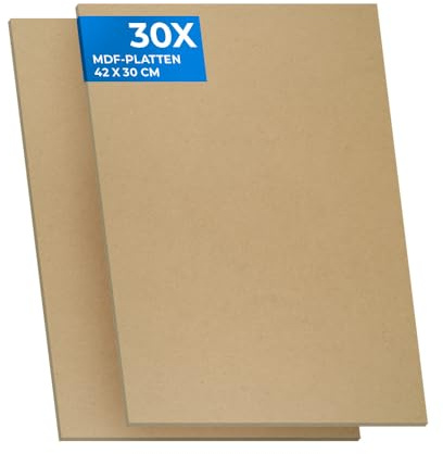 PEGBOARD MDF Zuschnitte 42 x 30 x 0,3cm 30er Set | 10/20 / 30 Stück MDF-Platten 3 mm nicht lackiert - mdf 3mm für Lasergravur, CNC-Bearbeitung, Fräsen, Basteln | Made in Germany