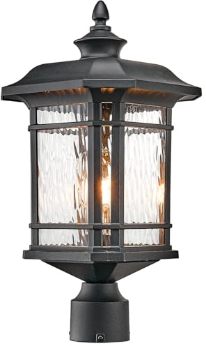 NAXTTII Outdoor Post Light 18.3 Waterproof Pole Light with Water Ripple Glass for Garden Patio Pathway E26 Socket