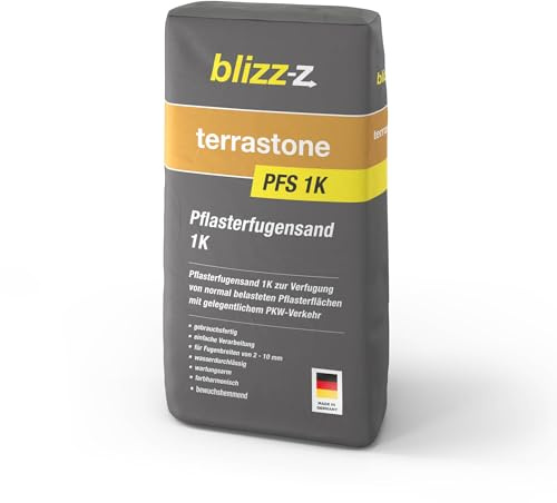 blizz-z terrastone PFS 1K Pflasterfugensand 25 kg Sack (sandbeige) | verhindert Unkrautwuchs in den Fugen - Fugensand, Einkehrsand, hoch pigmentiert - Fugenbreite 2-10 mm - Made in Germany