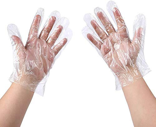 ZEEFAN 100 pcs Plastic Gloves Disposable,Preparing Handling Gloves for Cooking and Cleaning,One Size Fits Most